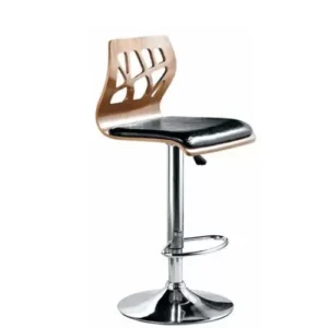 barstool s 61 – black leather and wooden pattern