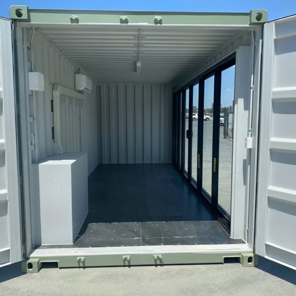 modified 20ft container office with glass door ac1 600x600 1 1